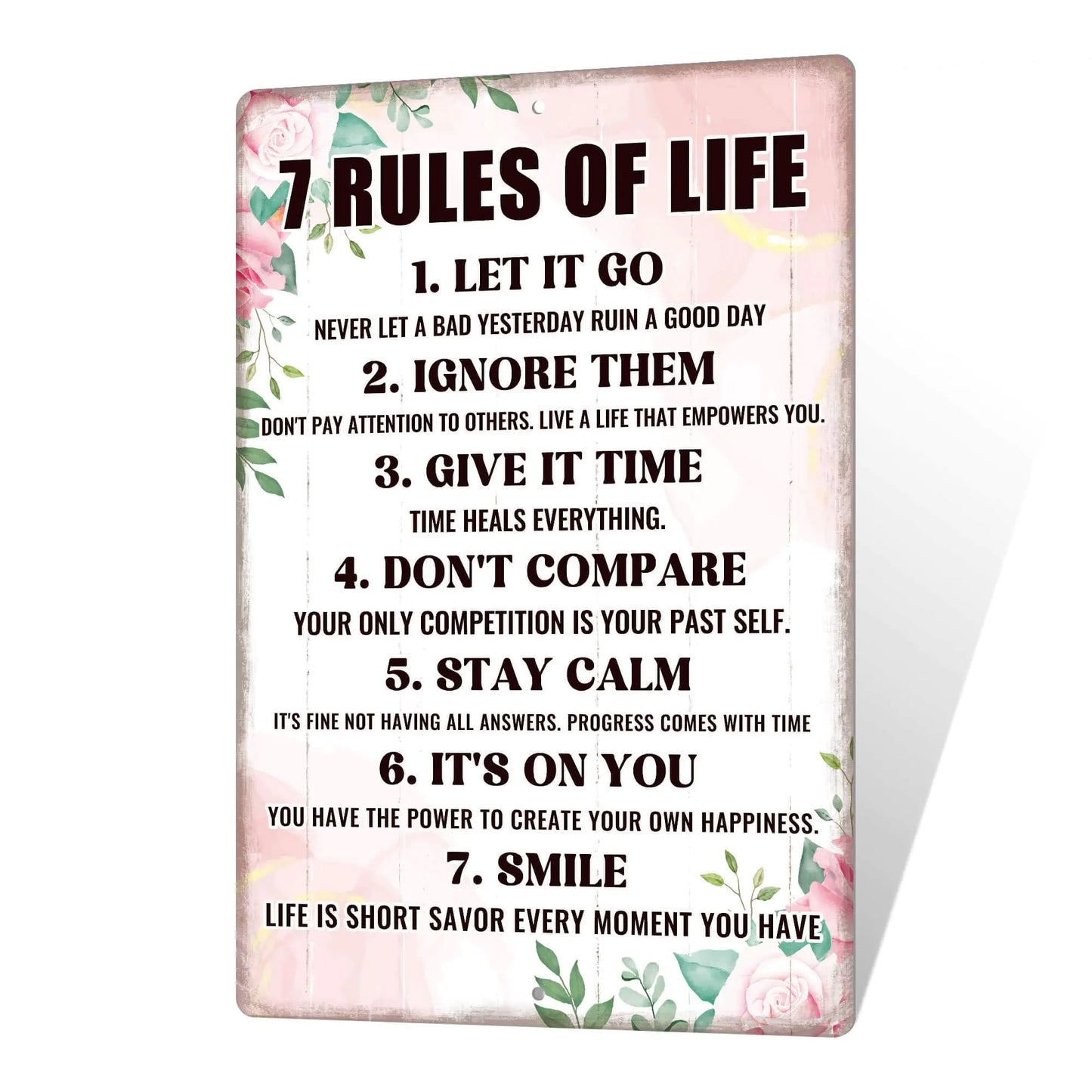 Putuo Decor Inspirational Wall Decor 7 Rules Of Life Metal Tin Sign Motivational Quotes Wall Decor Inspirational Posters for bedroom Motivational Wall Art for Bedroom Kitchen Bathroom 12x8 Inch
